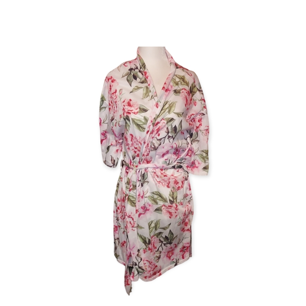 show me your mumu robe 0/S Floral garden of blooms White Pink Short Slee…